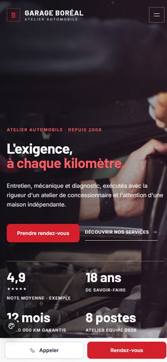 Le même site sur cellulaire
