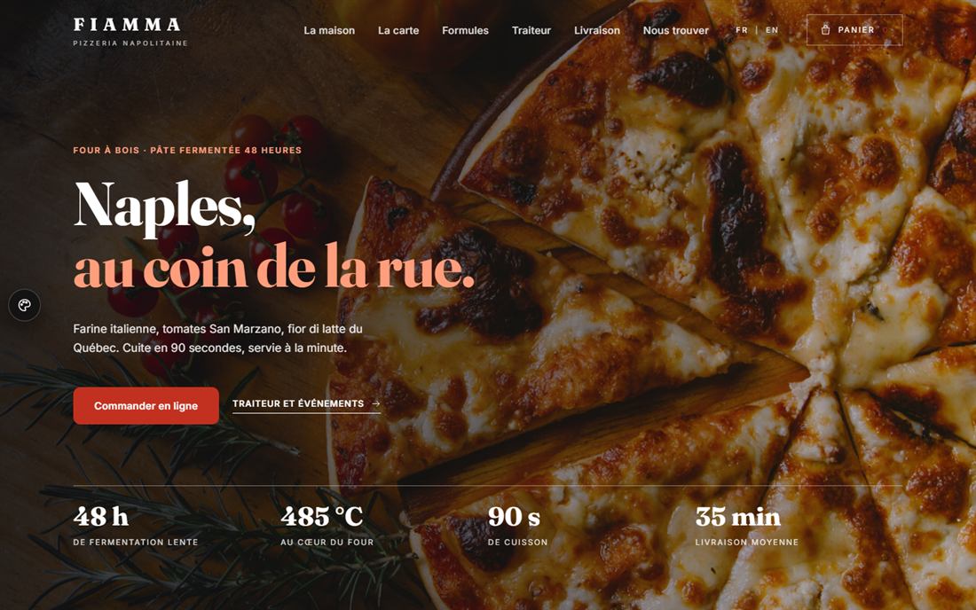 Site web pour restaurant : aperçu sur ordinateur